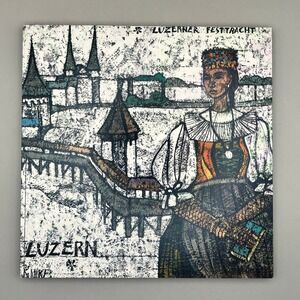 Vtg Luzern Switzerland Folk Art Plaque Luzerner Festtracht Wall Decor 8"